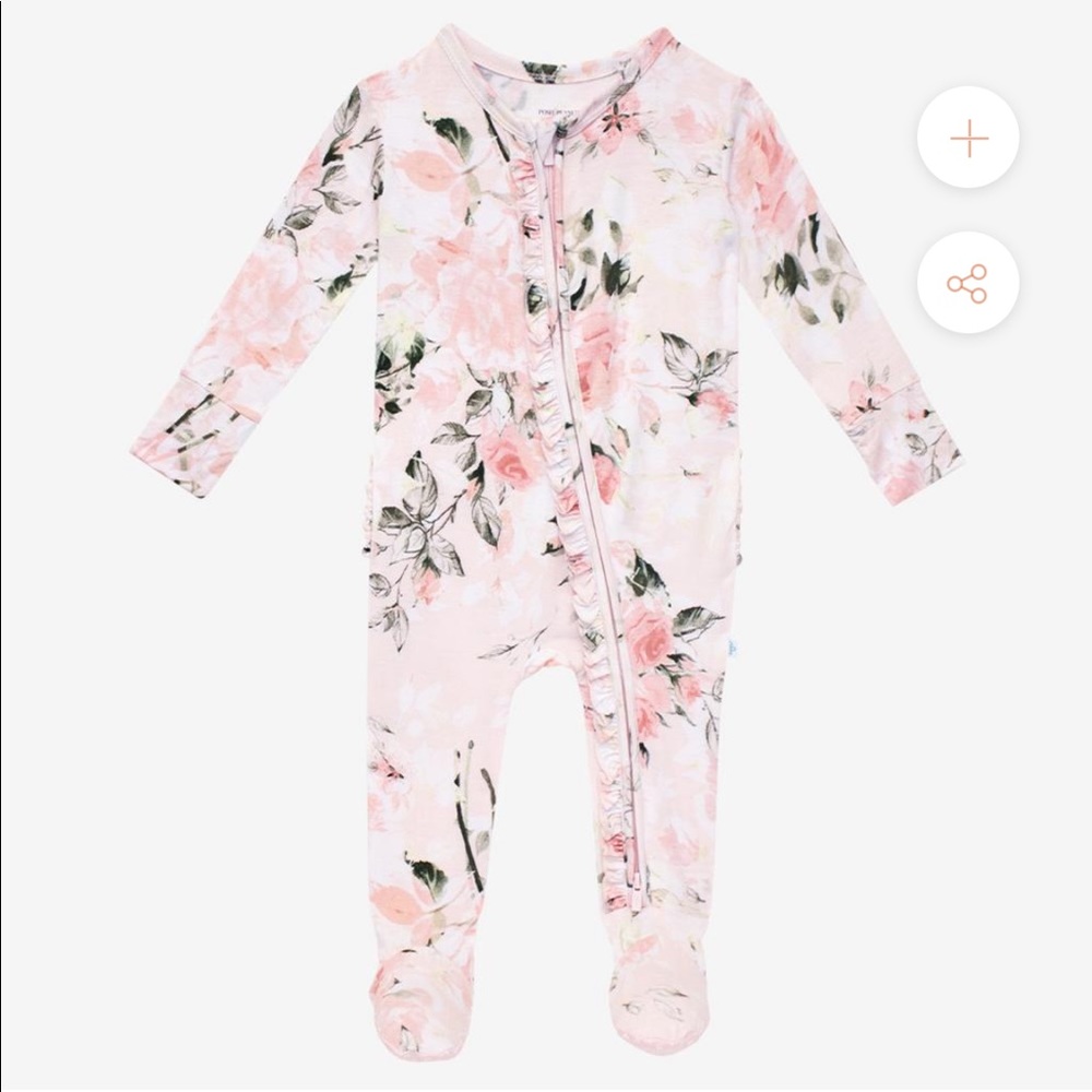 Posh Peanut Vintage Pink Ruffled Zipper Footie